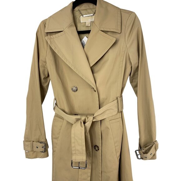 NWT Michael Kors Womens Khaki Trench Coat Size 2 - Picture 9 of 10